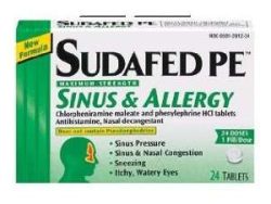 Sudafed PE Sinus/Allergy (Generic Phenylephrine)