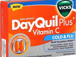 Vicks DayQuil Cold and Flu Symptom Relief Plus Vitamin C (Generic Dextromethorphan)